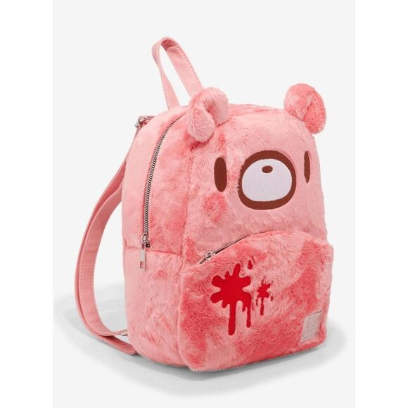 COPY - Gloomy Bear by Mori Chack Pink Furry Fuzzy Plush Mini Backpack - Picture 2 of 4